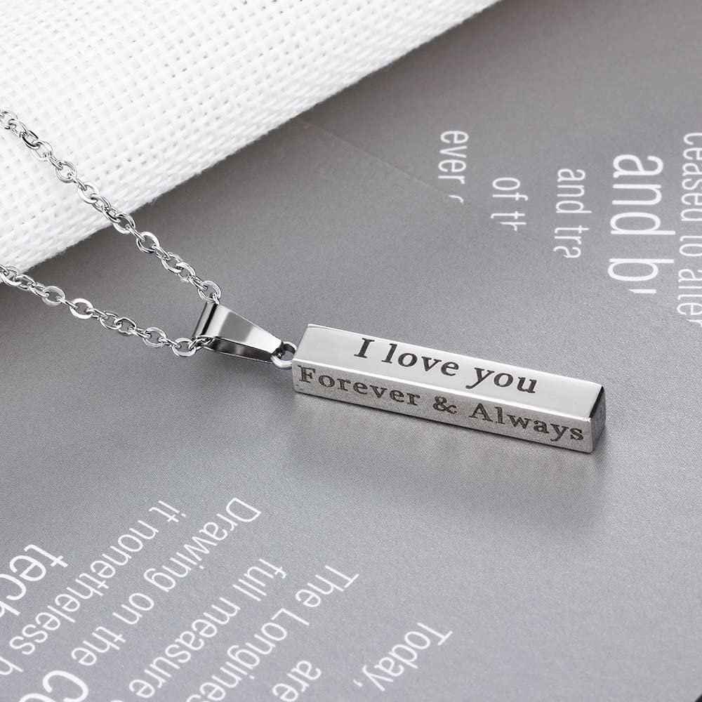 To My Dad Man Vertical Bar Necklace Personalised 4 Side 3D Bar Necklace Father's Day Gift-Jessemade AU