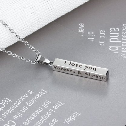 To My Dad Man Vertical Bar Necklace Personalised 4 Side 3D Bar Necklace Father's Day Gift-Jessemade AU