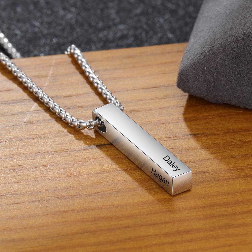 Personalised 3D Bar Necklace 4 Side Vertical Bar Necklace For Her-Jessemade AU