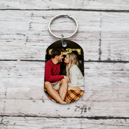 To My Love/Man Couple Keychain Customised Photo Stainless Steel Keyring Valentine's Day Gift for Couples-Jessemade AU