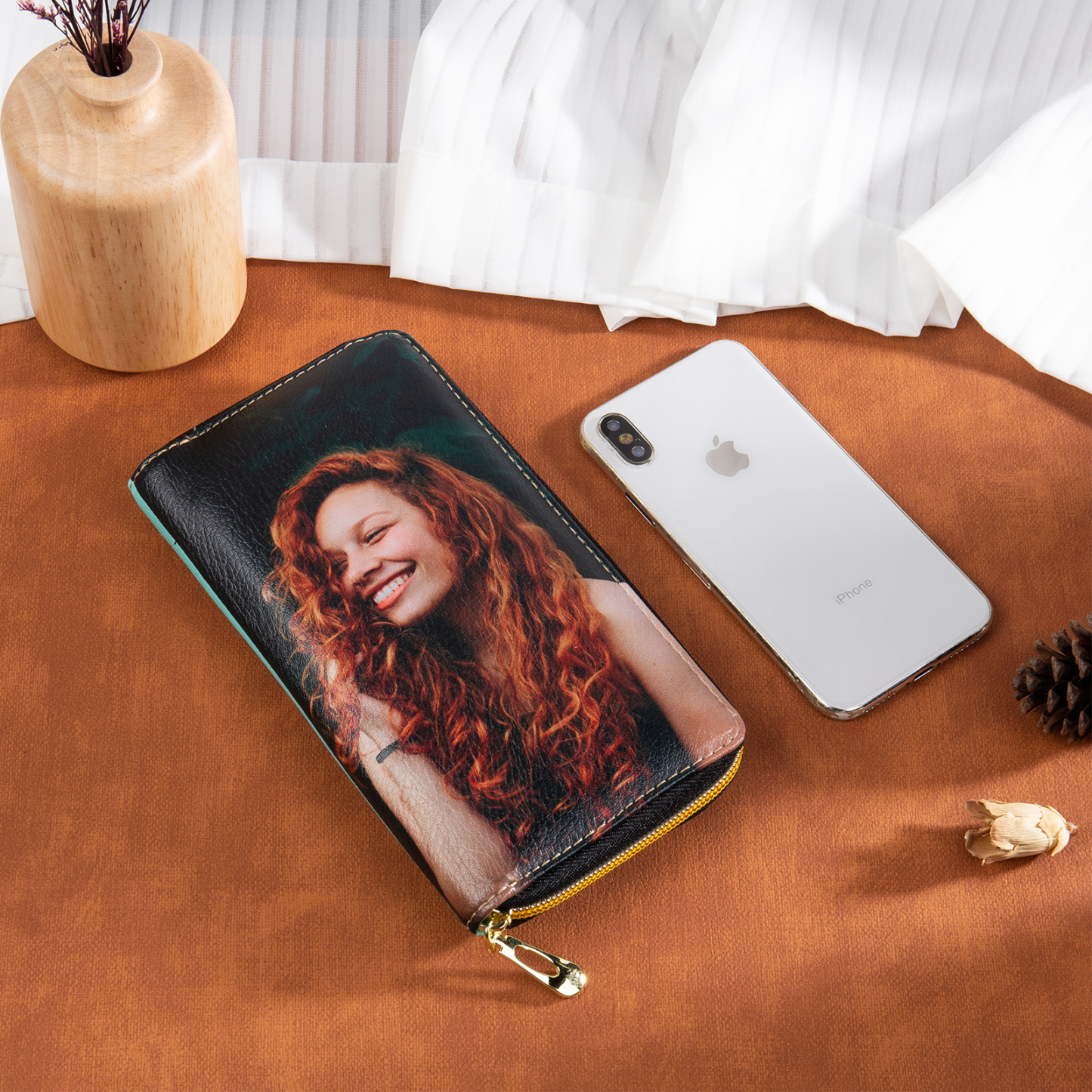 Long Purse Personalised Butterfly Leather Wallet Engraved 1 Photo Zip Wallet Gifts for Her-Jessemade AU