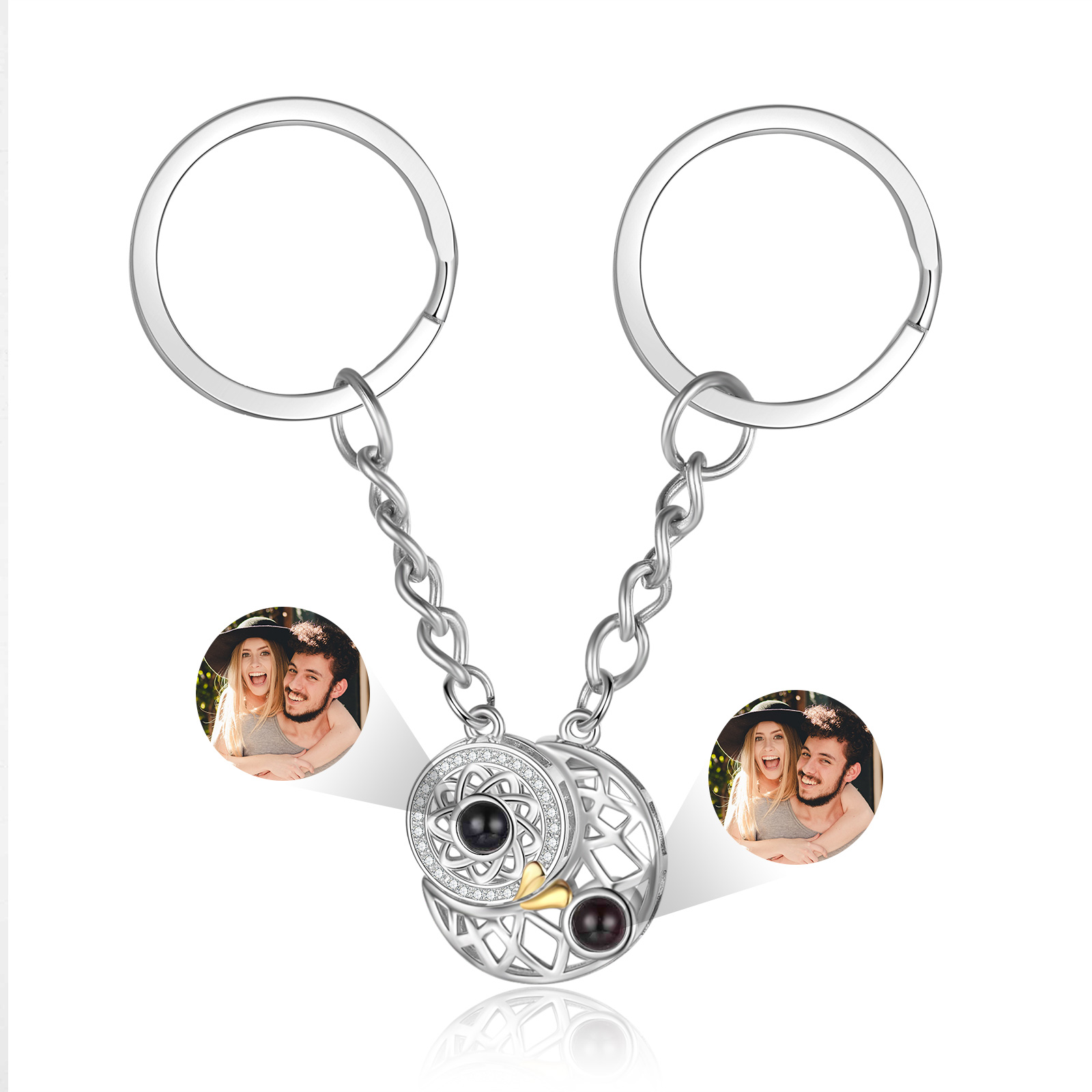 Photo Projection Keychain Customised Photo Coloured Stone Keychain Creative Gift for Couples-Jessemade AU