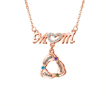 Mom Necklace Customised Baby Feet Necklace with Birthstones Engraving 3 Names Gifts for Her-Jessemade AU