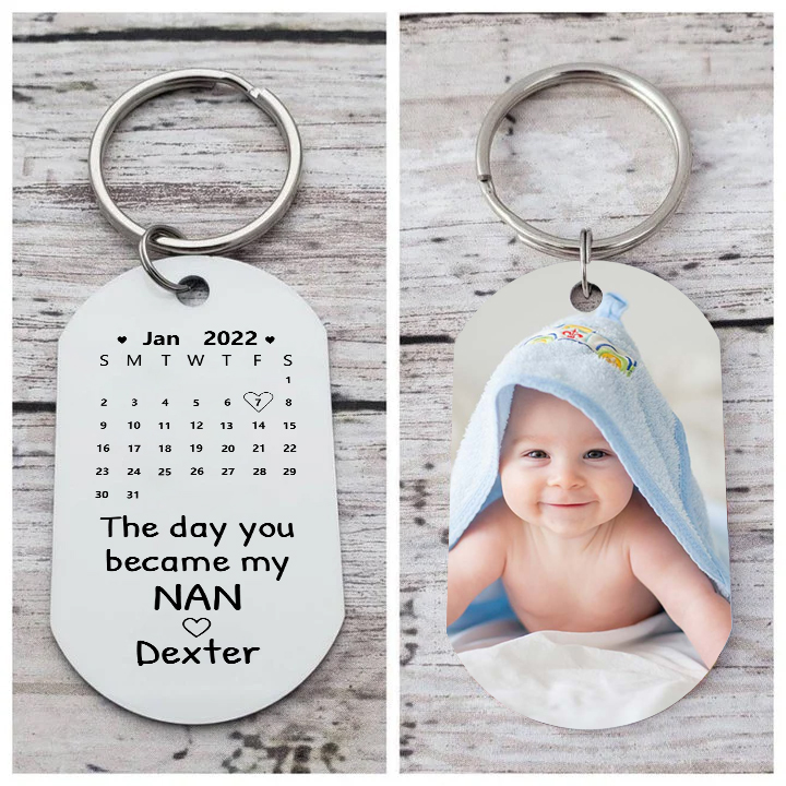 Personalised Calendar Keychain Custom Photo & Name Keychain - The Day You Became My Nan-Jessemade AU