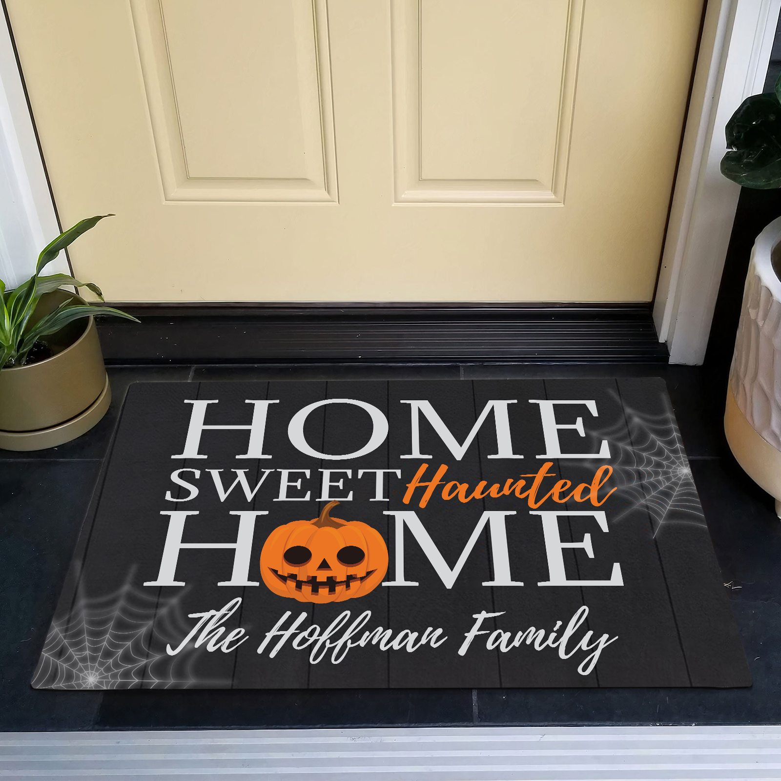 Personalised Halloween Doormat Pumpkin Doormat Home Decor - Sweet Haunted-Jessemade AU