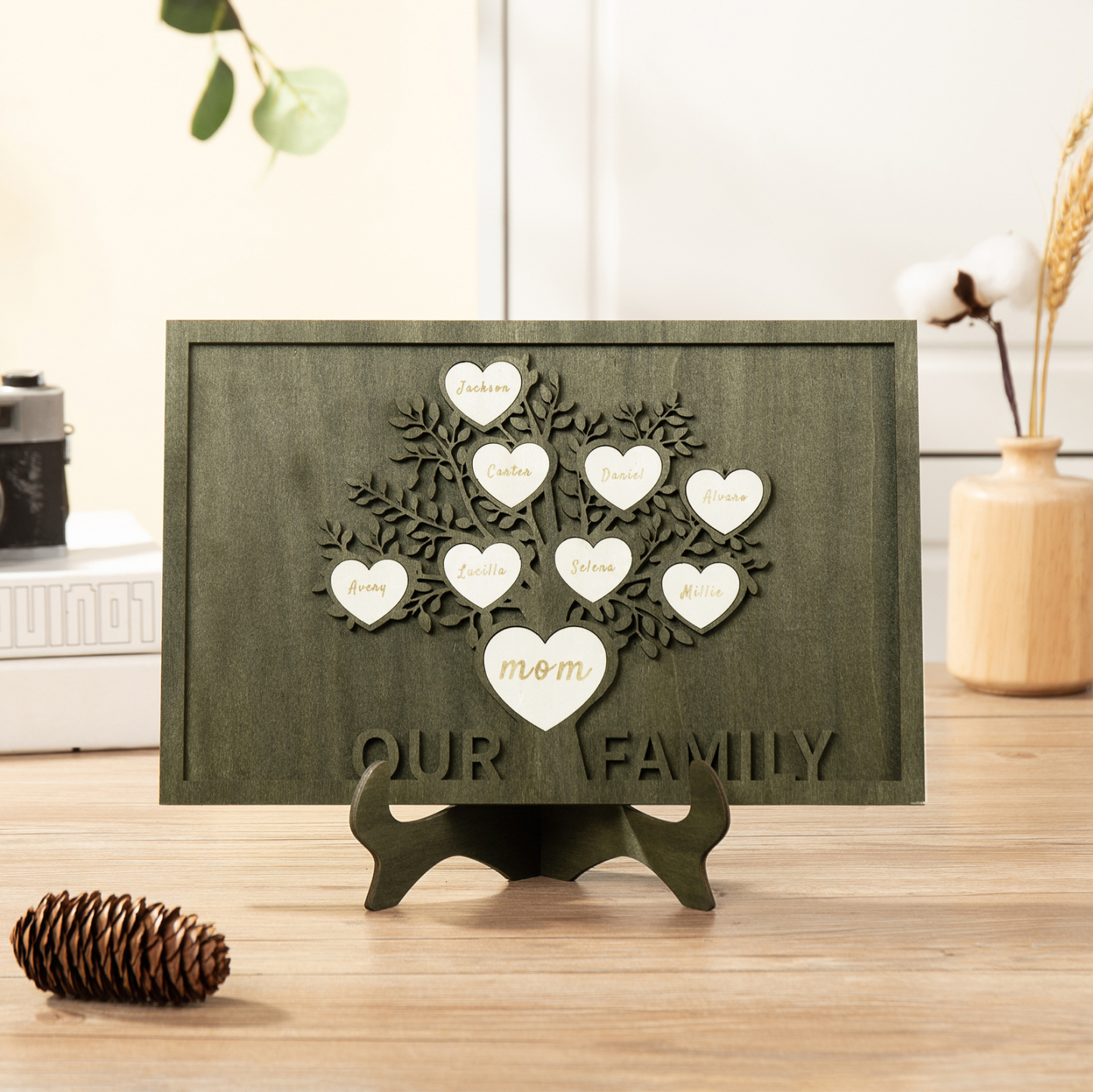 Family Tree Wood Frame Personalised Family Tree Sign Custom 9 Names Plaque-Jessemade AU