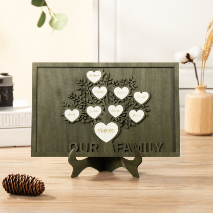 Family Tree Wood Frame Personalised Family Tree Sign Custom 9 Names Plaque-Jessemade AU