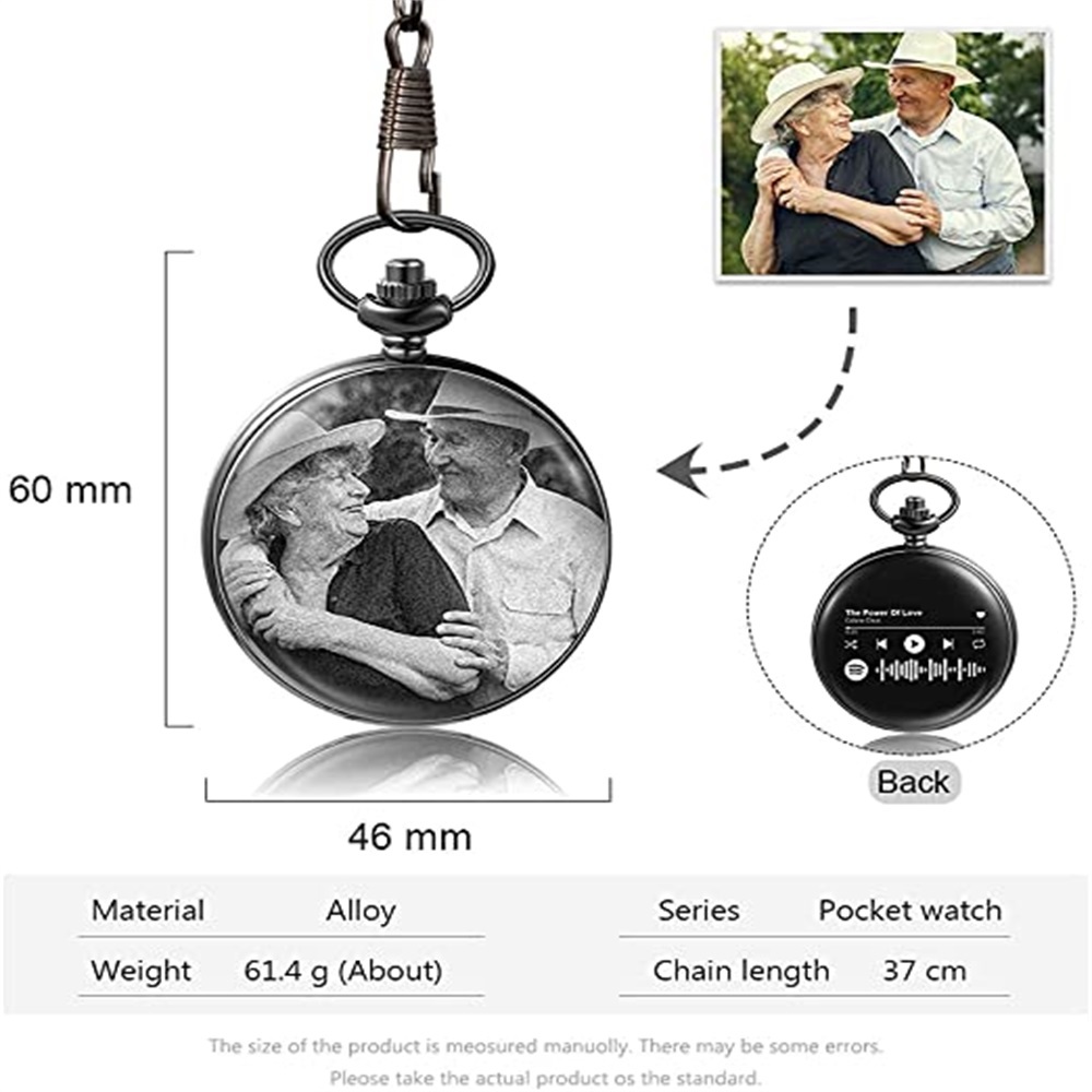 Personalised Spotify Code Photo Pocket Watch Custom Photo Gifts For Him-Jessemade AU