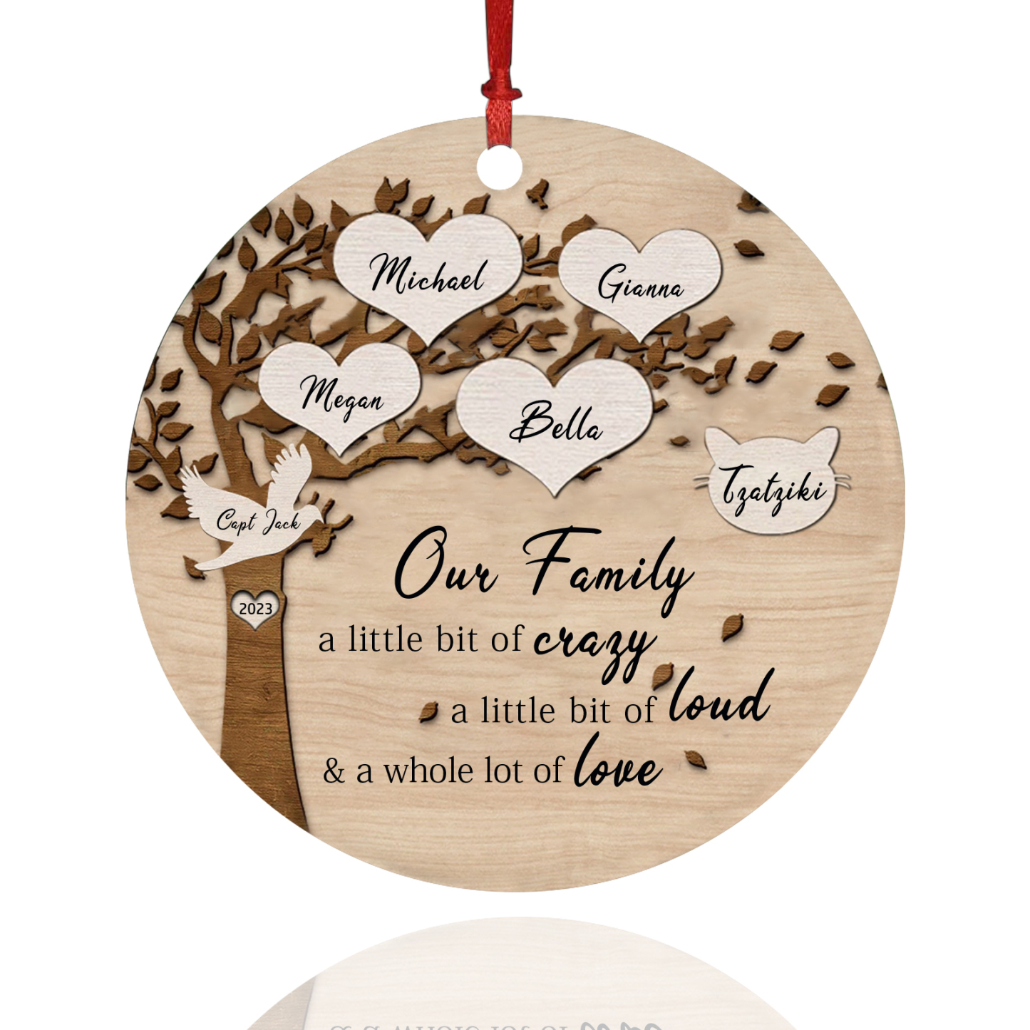 6 Names - Personalised Christmas Tree Ornaments Tree of Life Pendant with Name Wooden Gifts for Family and Friends-Jessemade AU