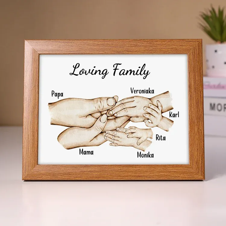 Personalised Family Holding Hands Picture Frames With Light Custom 6 Names Home Decor Gifts-Jessemade AU