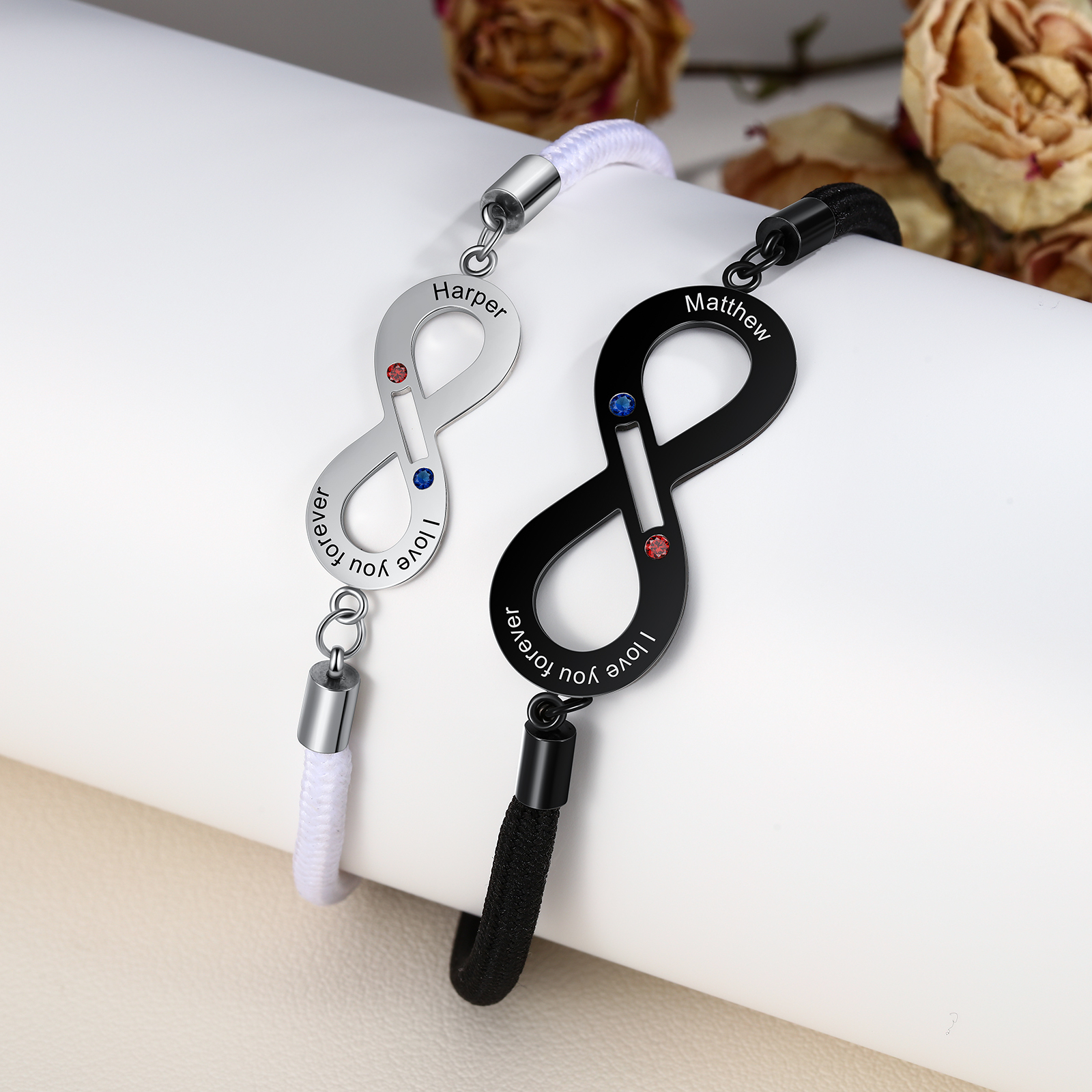 Valentines Day Gifts Personalised Matching Couple Bracelet Custom Names Infinity Love For Couple-Jessemade AU