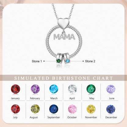 2 Names - Personalised Mama Circle Pendant Necklace Custom Names & Birthstones Necklace Mother's Day Gifts-Jessemade AU