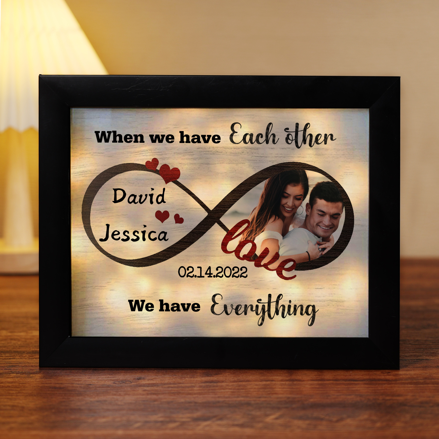 Personalised Photo Frame Custom 2 Names & Date Frame With Night Light Anniversary Gift For Her/Him - When We Have Each Other, We Have Everything-Jessemade AU