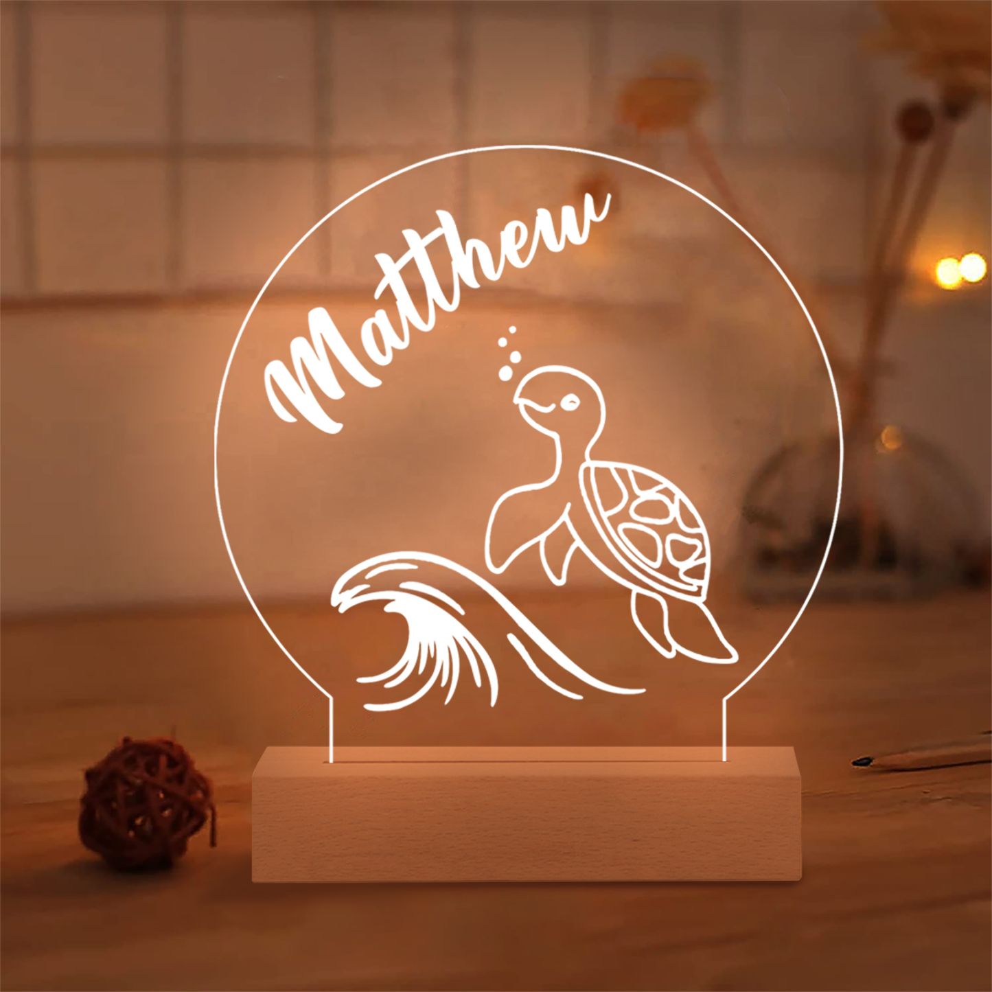 Turtle Night Light Personalised Name LED Lamp Custom Animal Night Light Gifts For Kids-Jessemade AU