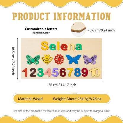 Personalised Kid's Wooden Name Alphabet Puzzle Toy for Toddlers Early Learning Child Toy-Jessemade AU