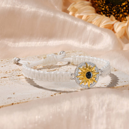 Personalised Projection Weave Bracelet Customised Black & White Photo Copywriting Bracelet Adjustable Bracelet Personalised Gift for Couples-Jessemade AU