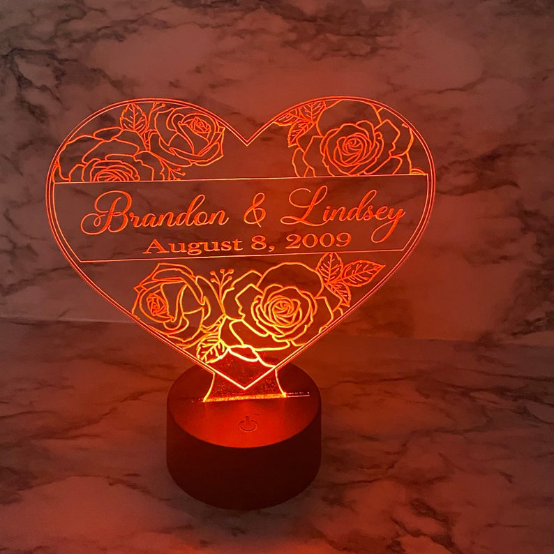 Personalised 7 Colours Changing Night Light Custom Name LED Lamp Gifts For Couple-Jessemade AU