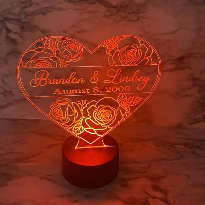 Personalised 7 Colours Changing Night Light Custom Name LED Lamp Gifts For Couple-Jessemade AU
