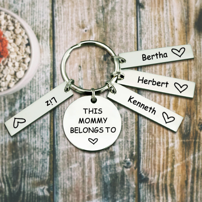 4 Names - Personalised Name Keychain Stainless Steel Keychain Special Gift for Mommy/Mummy-Jessemade AU