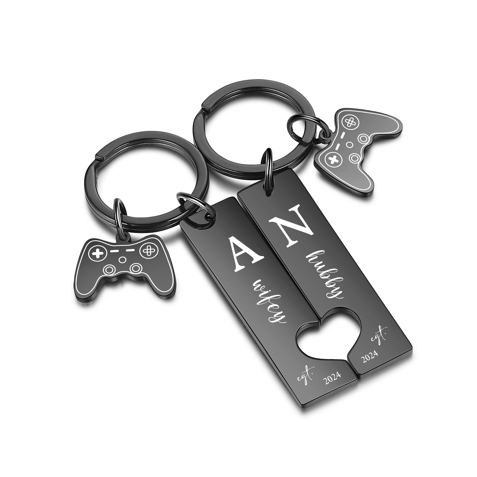 Personalised Couple Keychain Custom 2 Names &  2 Letters & Year Keyring Game Console Valentine's Day Gift for Him/Her-Jessemade AU