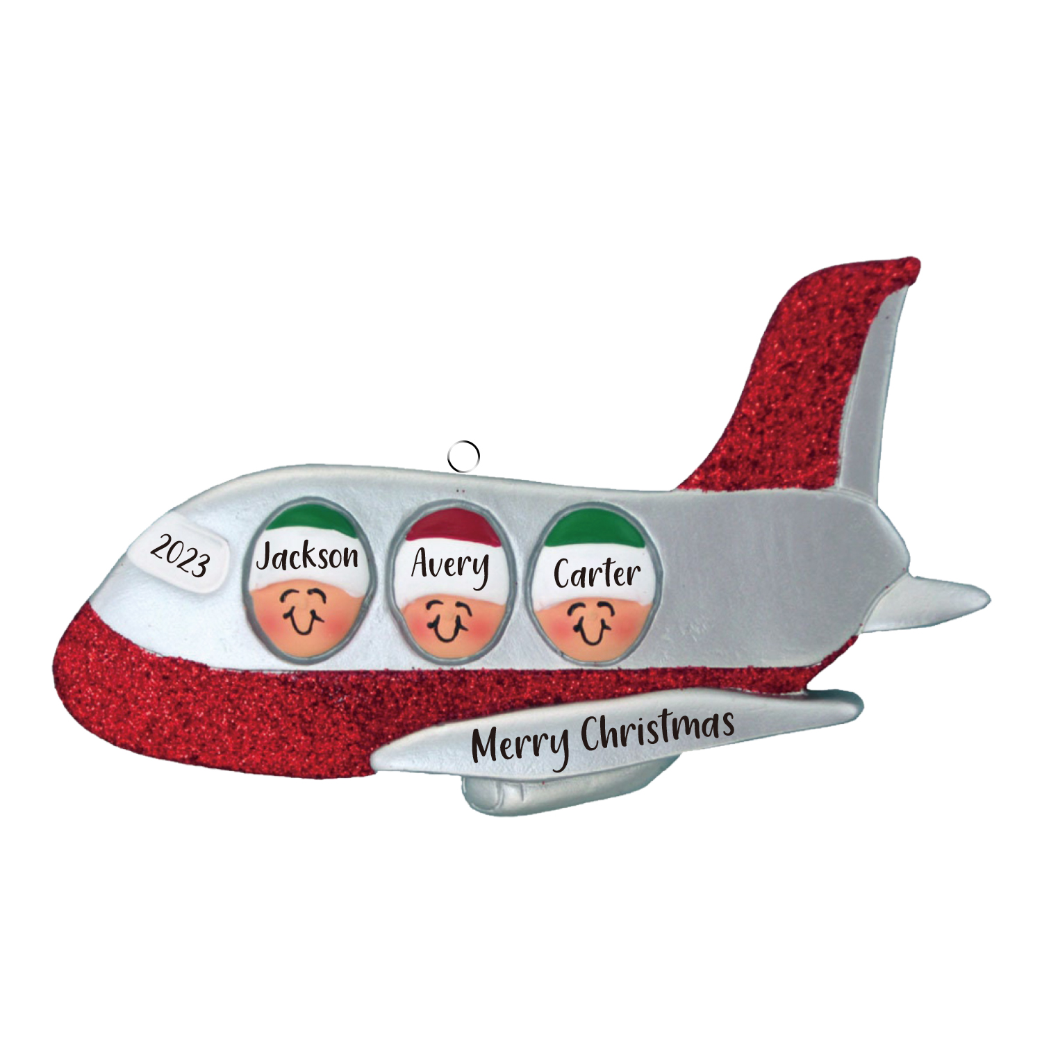 3 Names - Personalised Christmas Ornaments Custom Text & Year Wooden Airplane Christmas Decor Gifts for Family Friends-Jessemade AU