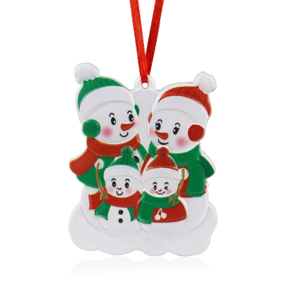 Personalised 4 Names & Text Snowman Christmas Ornament Resin Christmas Tree Pendant for Family-Jessemade AU