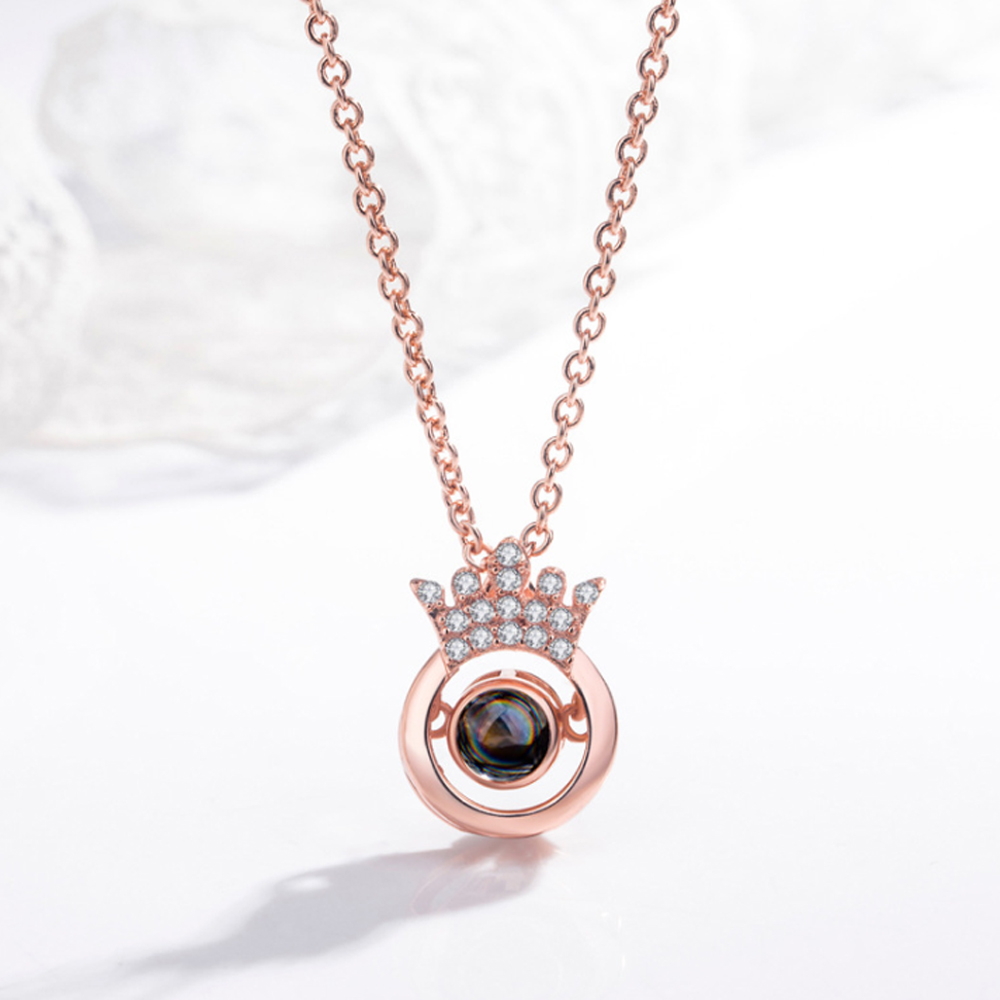 Personalised 100 Languages Projection Necklace Engraved  " I LOVE YOU" Heart Necklace Gifts For Her-Jessemade AU