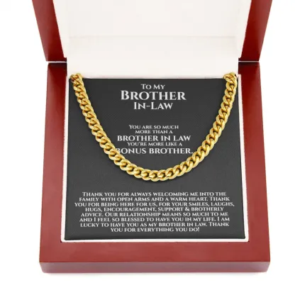 To My Brother-In-Law Necklace Cuban Link Chain Necklace Gift Set - You're More Like A Bonus Brother-Jessemade AU