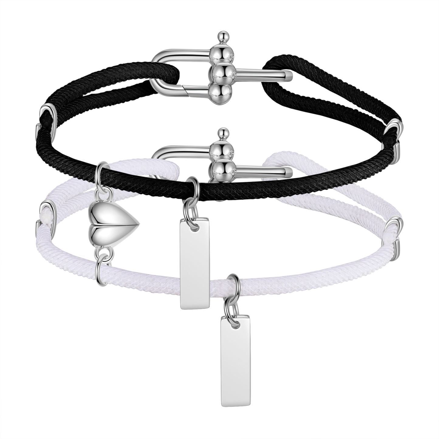 Personalised Couple Bracelet Set Customised 2 Names Bracelet Heart Magnet Bracelet Valentine's Day Gift for Him/Her-Jessemade AU