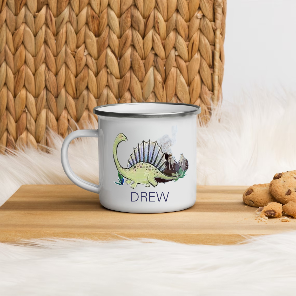 Personalised Enamel Mug Customised Name Dinosaur Cup Camping Mug Birthday Gift for Kids - Spinosaurus-Jessemade AU