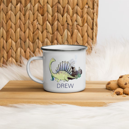 Personalised Enamel Mug Customised Name Dinosaur Cup Camping Mug Birthday Gift for Kids - Spinosaurus-Jessemade AU