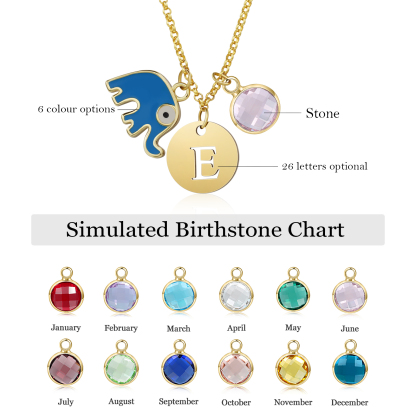 Back To School Personalised Elephant Necklace Custom Birthstone and Initial Necklace-Jessemade AU