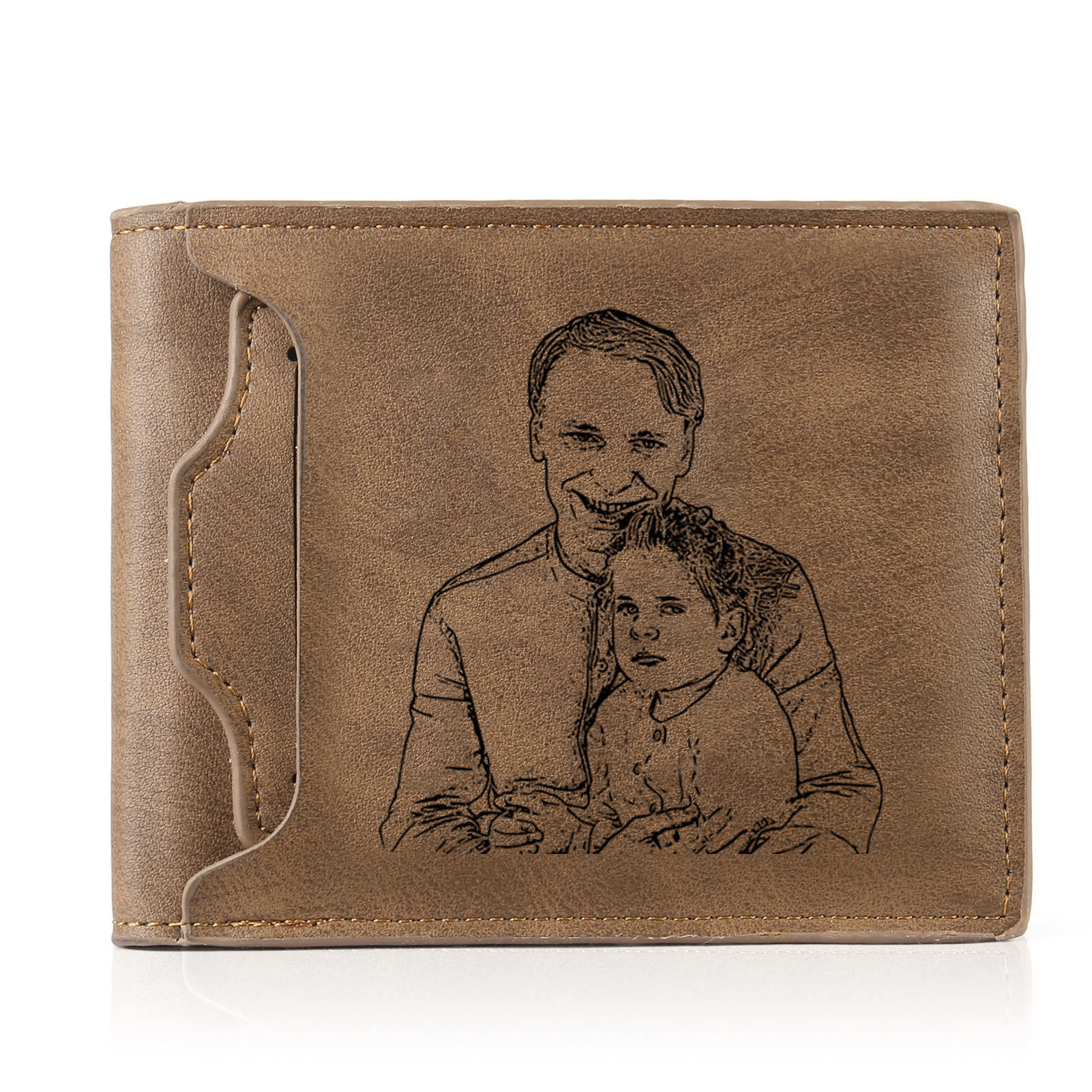 7 Names - Personalised Men Leather Wallet Custom Name & Photo Folding Wallet Fist Bump Wallet Gift for Dad-Jessemade AU