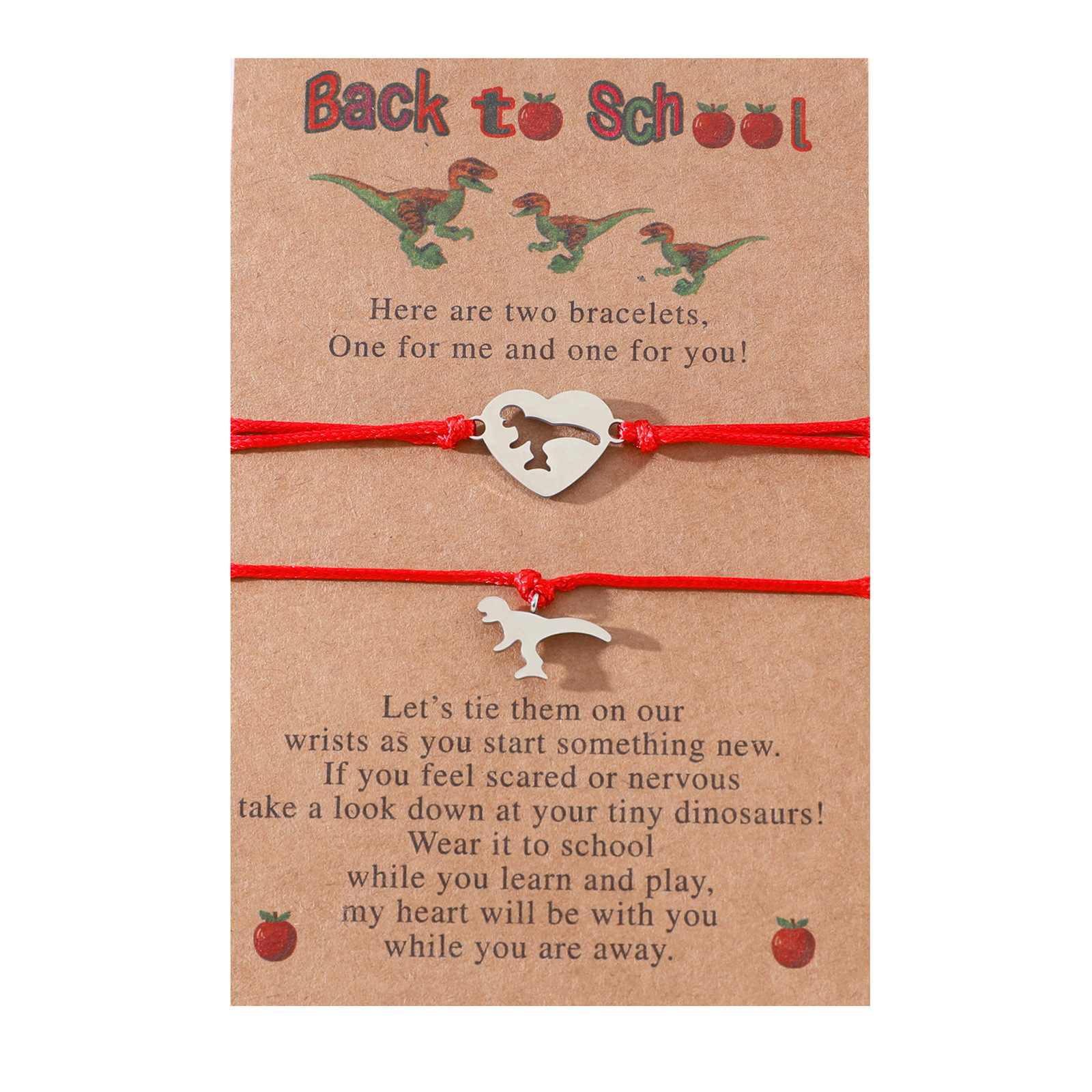 Back to School Matching Wish Dinosaur Bracelets Set for Women Teen Girls Boys-Jessemade AU