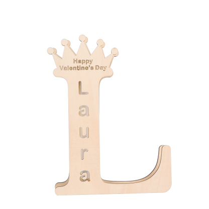 Personalised Happy Valentine's Day Night Light Engraved Wood Lamp-Jessemade AU