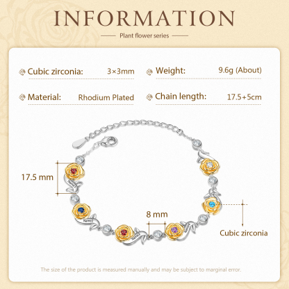 Flowers Bracelet Personalised 5 Birthstones Bracelet Engraved Names Flowers Charm Gifts For Her-Jessemade AU