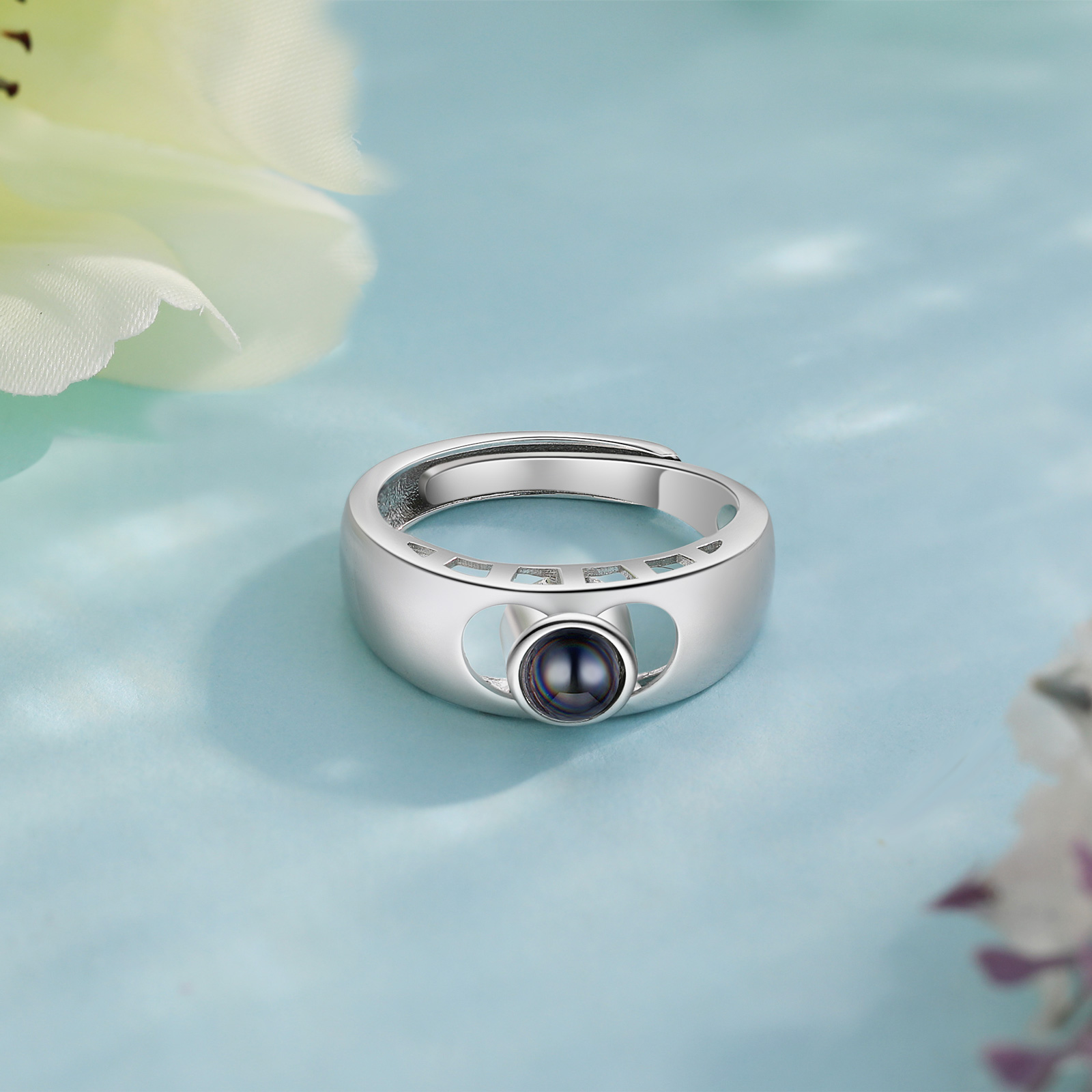 Personalised Photo Projection Ring Open Ring Couples Rings Romantic Gifts For Him/Her-Jessemade AU