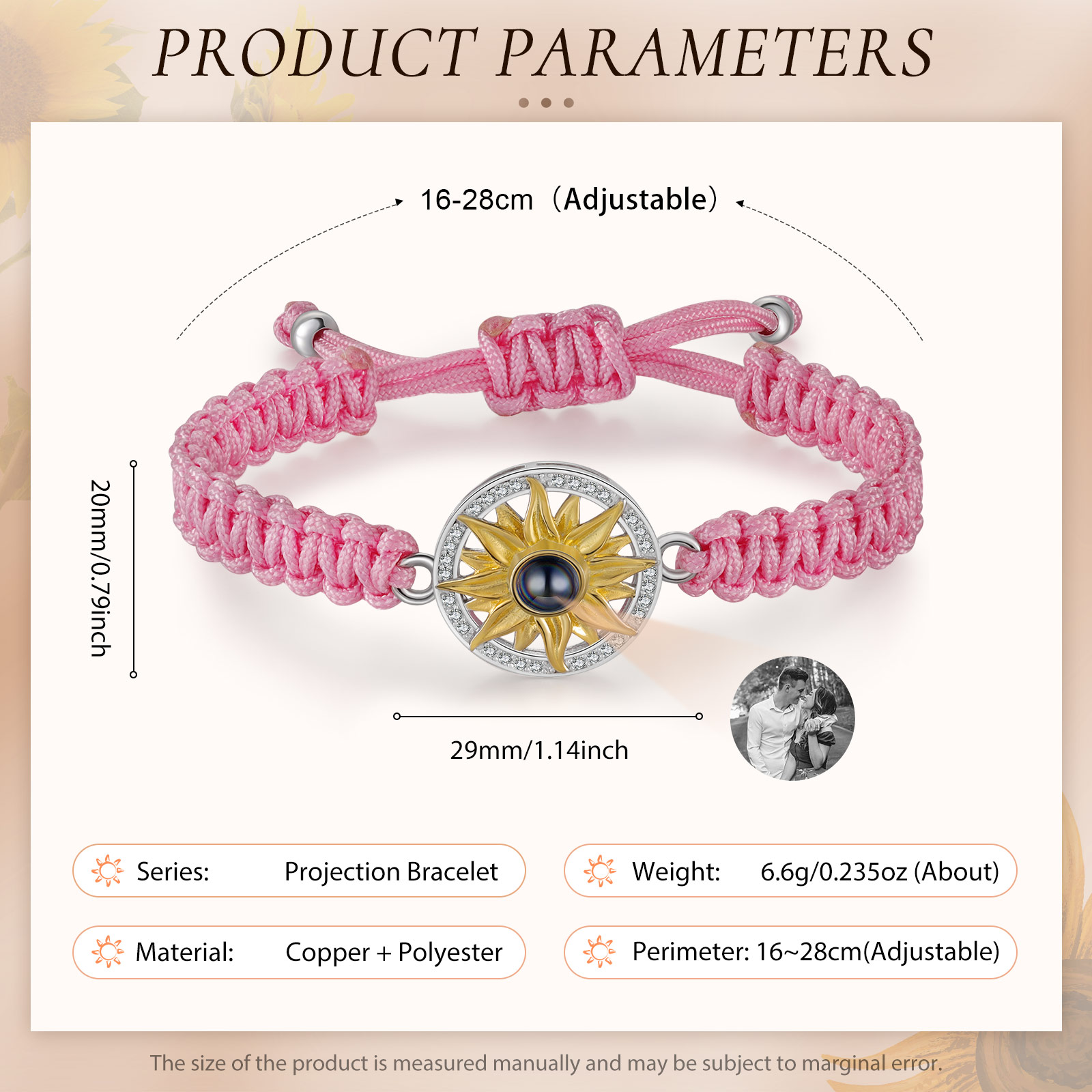 Personalised Projection Weave Bracelet Customised Black & White Photo Bracelet Adjustable Bracelet Personalised Gift for Couples-Jessemade AU