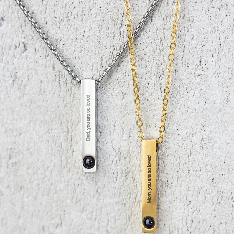 Personalised Projection Necklace Love Style 3D Bar Photo Necklace Gifts For Men-Jessemade AU