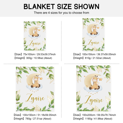 Personalised Giraffe Blanket Custom Name Cute Cartoon Blanket-Jessemade AU