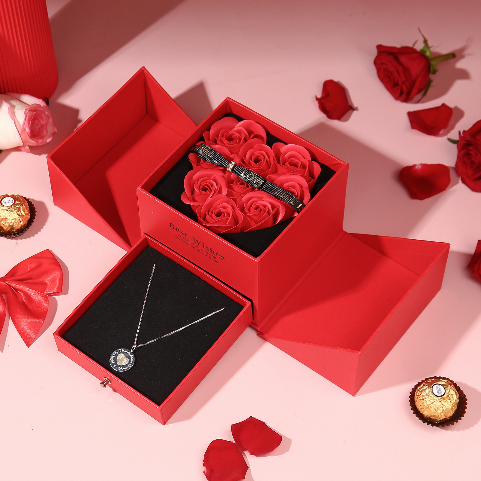Red Rose Exquisite Jewelry Box Storage Box Valentine's Day Gift Packaging Box-Jessemade AU