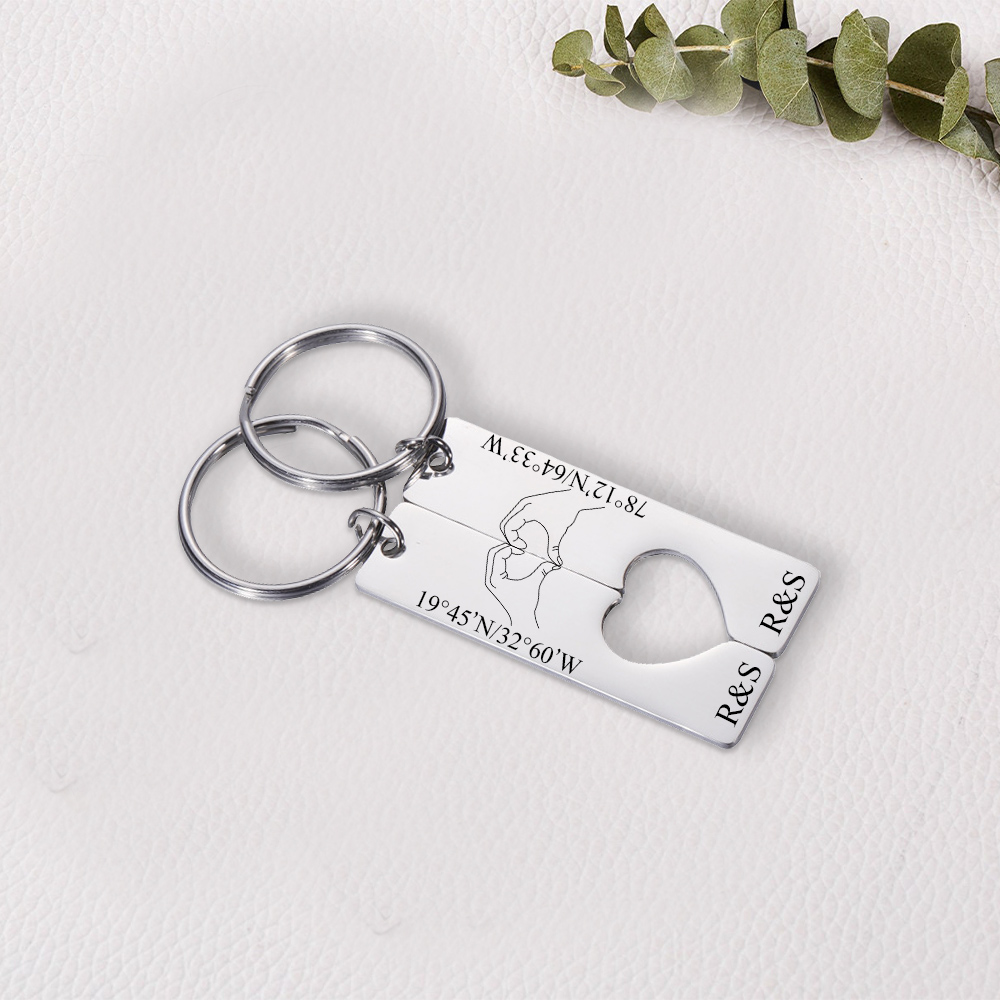 Personalised Couple Keychain Set Customised Letters & Text Matching Keyring Valentine's Day Gift for Couples-Jessemade AU