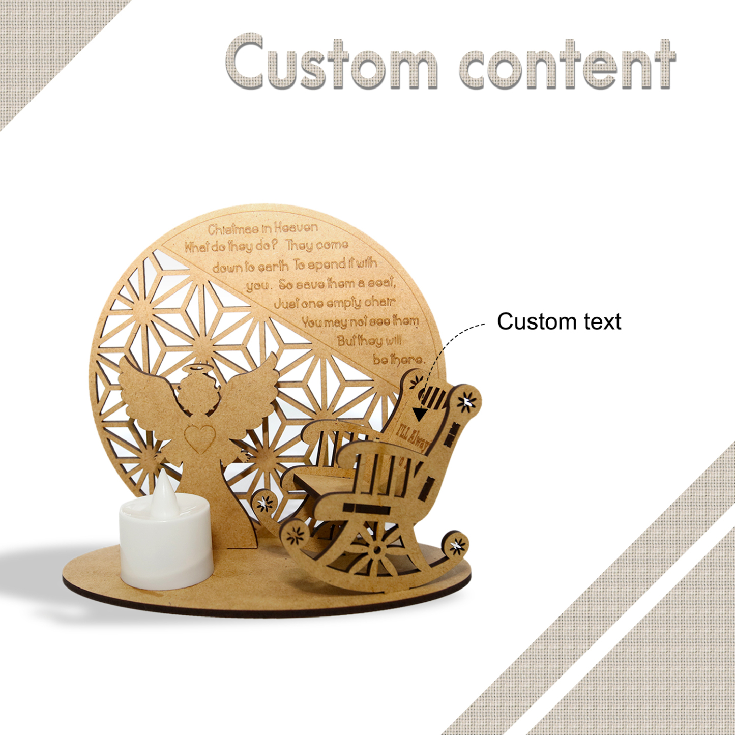 Personalised Christmas in Heaven Rocking Chair Ornament Memorial Tabletop Plaque-Jessemade AU