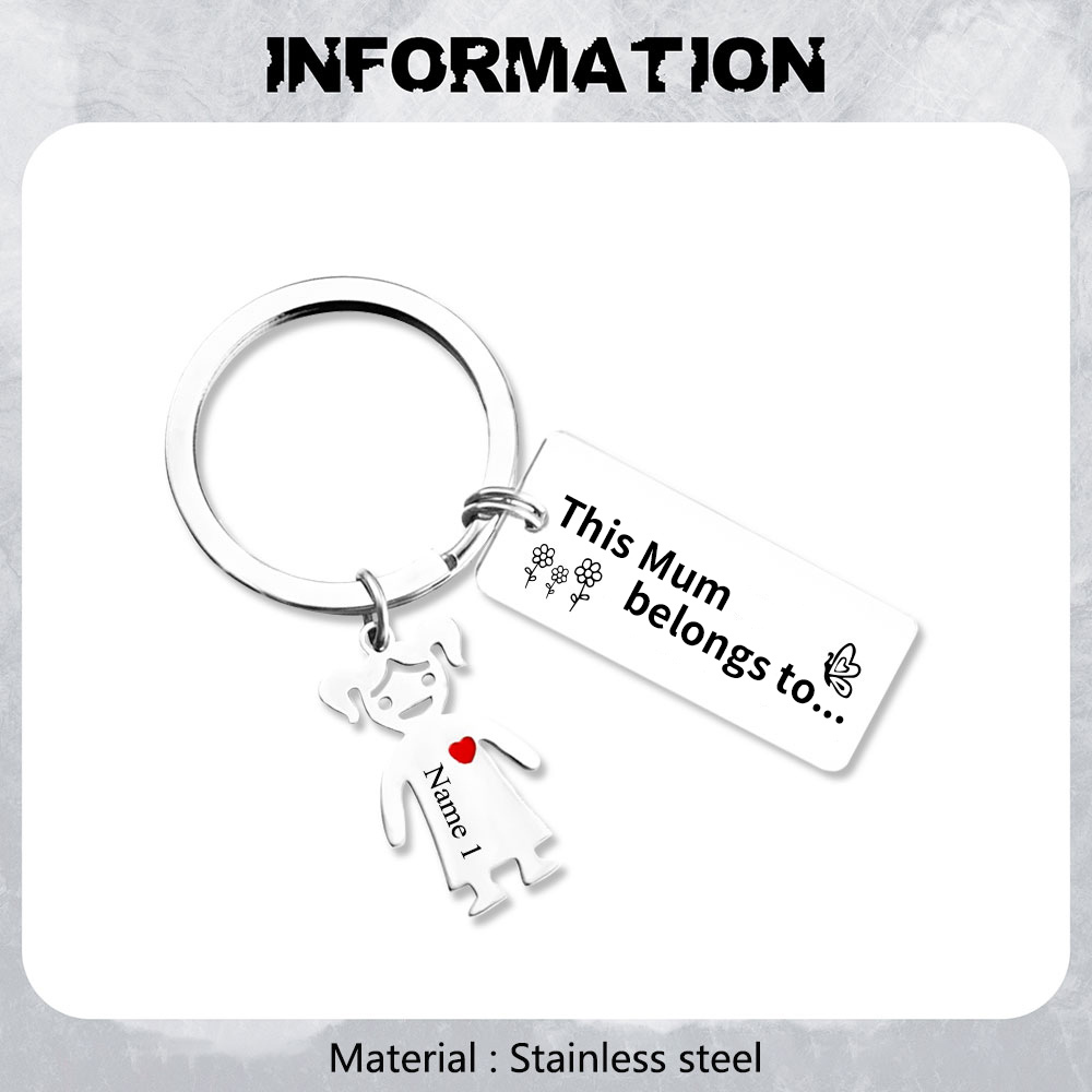 1 Name - Personalised Keychain with Kid Charms Engraved Names Keyring Mother's Day Gift for Mum/Nan-Jessemade AU