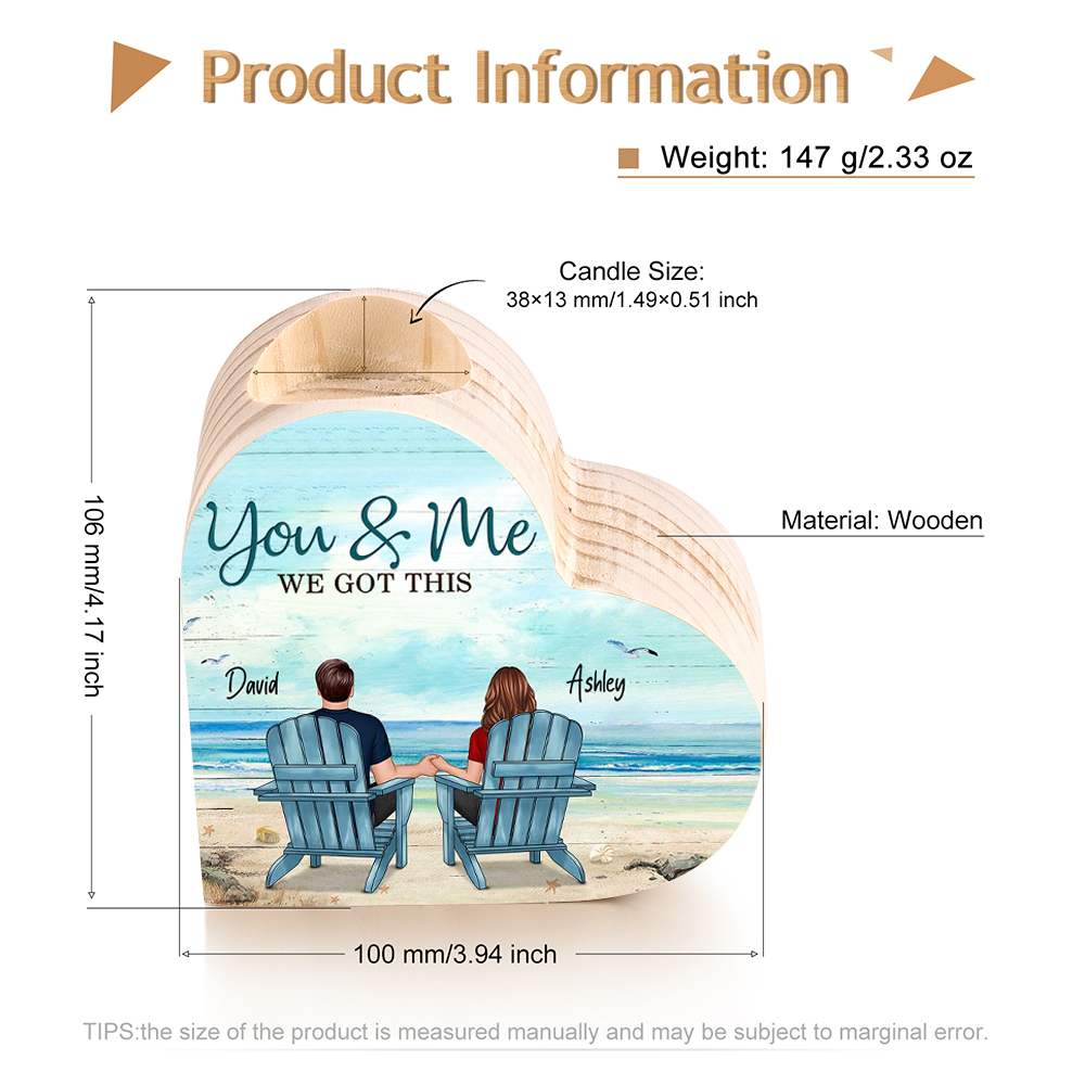You & Me We Got This Couple Heart Candle Holder Wooden Candlesticks Romantic Gift-Jessemade AU