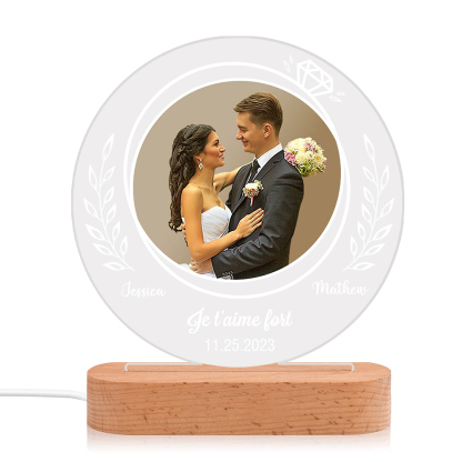 Personalised Couple Photo Night Light Customised 2 Names & Date & Text LED Lamp Romantic Gifts for Him/Her-Jessemade AU