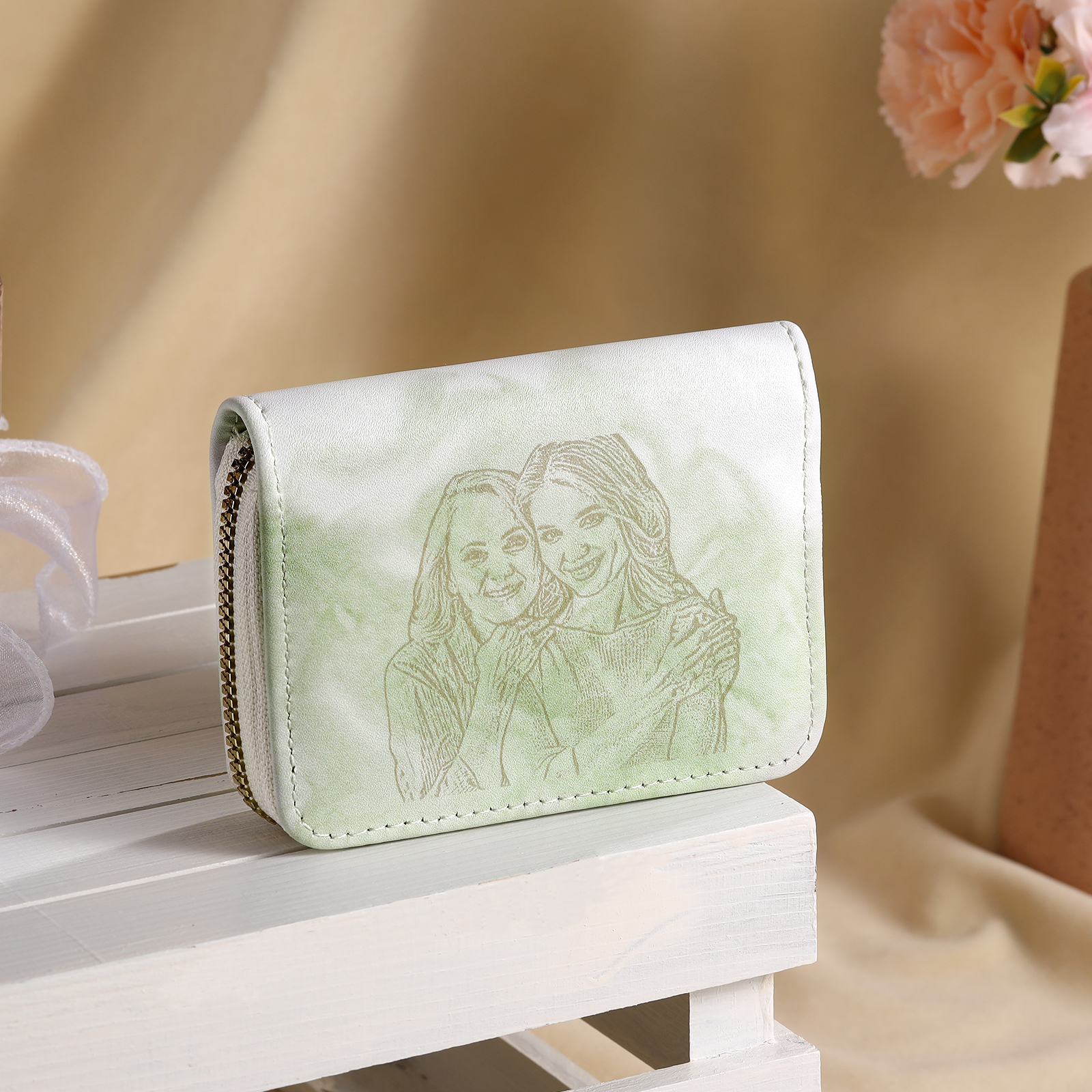 Personalised Women's Leather Wallet Custom Photo & Text Zipper Wallet Accordion Wallet Gift for Her-Jessemade AU