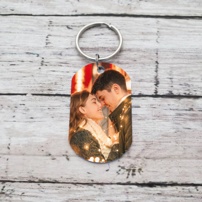 Personalised Couple Photo Keychain Custom 2 Names & Text & Year Keyring Stainless Steel Special Gifts-Jessemade AU