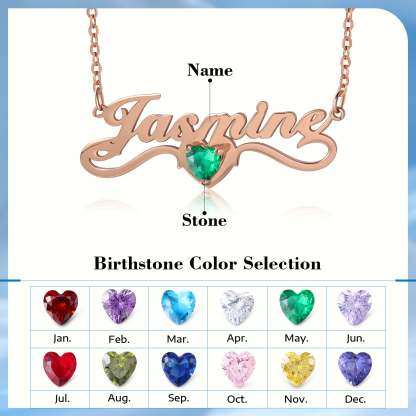 Personalised Women's Necklace Customised Name & Birthstone Necklace Birthday Gift for Her-Jessemade AU