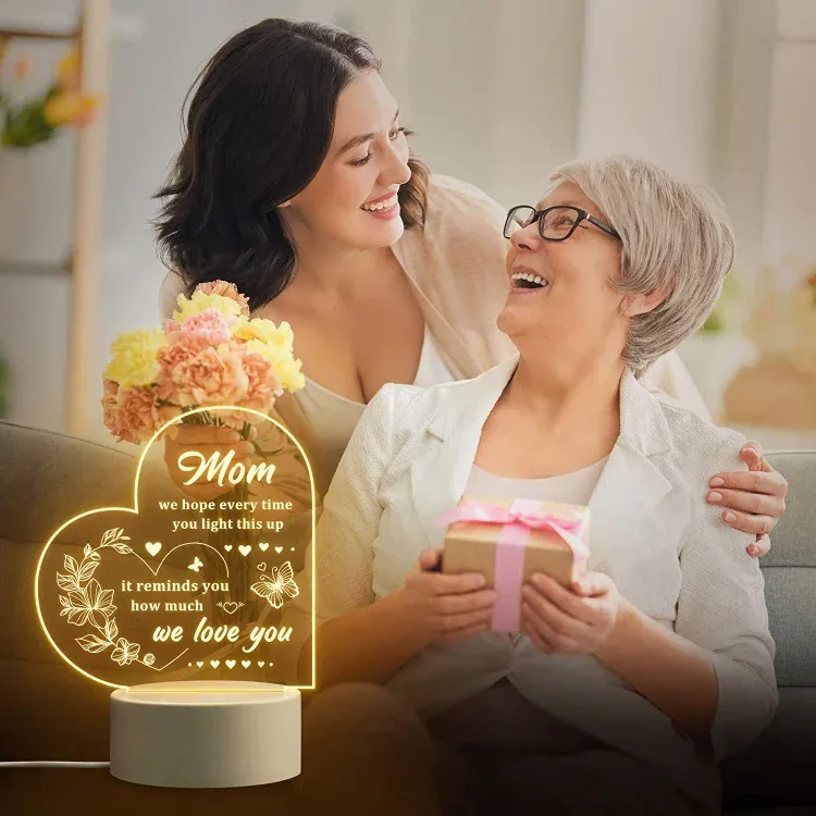 To My Mom- Flower Heart Night Light LED Lamp Bedroom Decoration For Mother-Jessemade AU